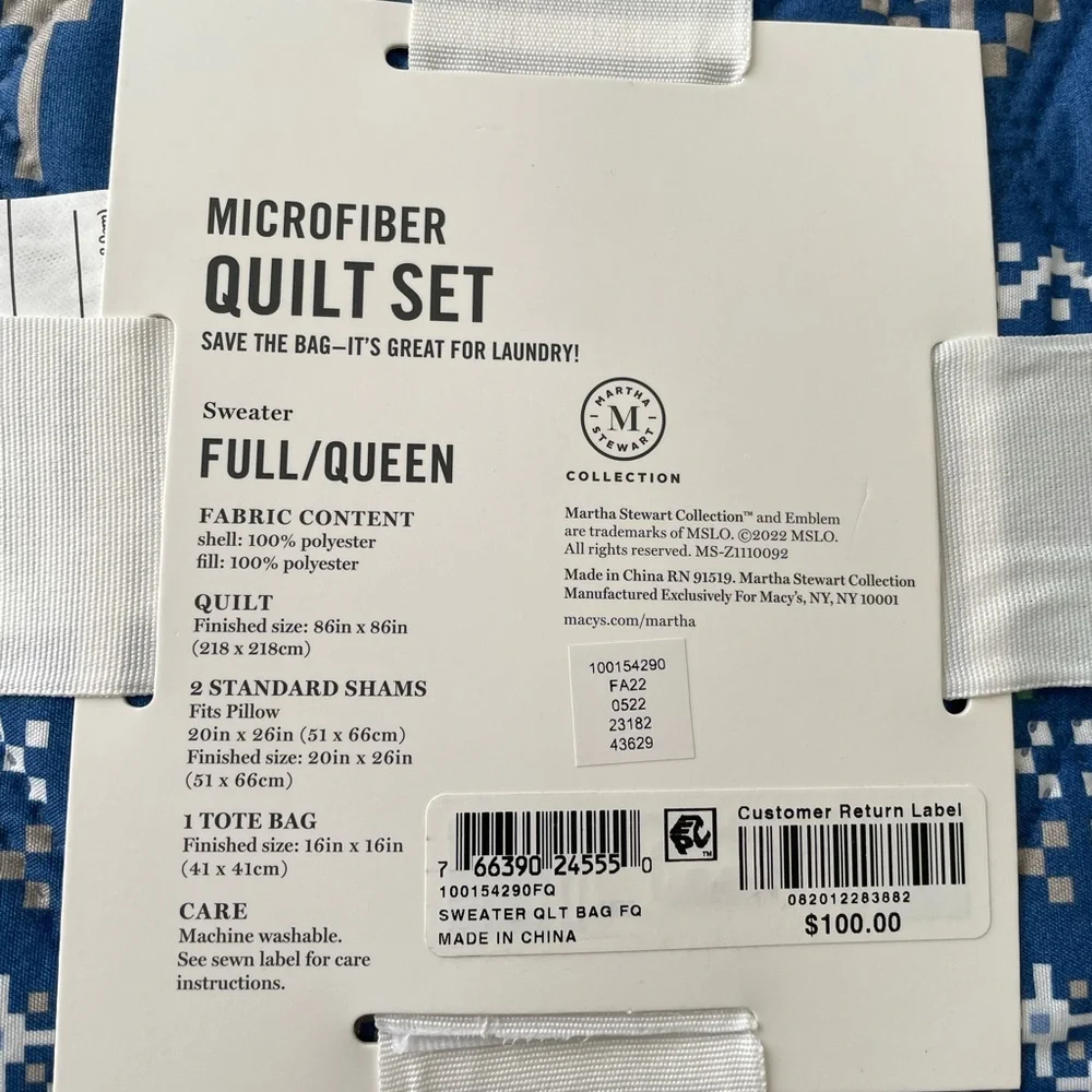 •Martha Stewart Essentials• Microfiber 4pc Quilt Set - Picture 4 of 4